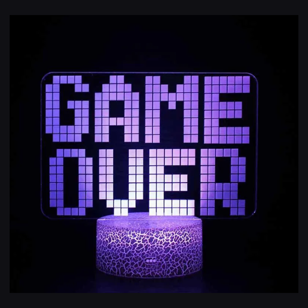 GAME OVER LED desk lamp with cracked base