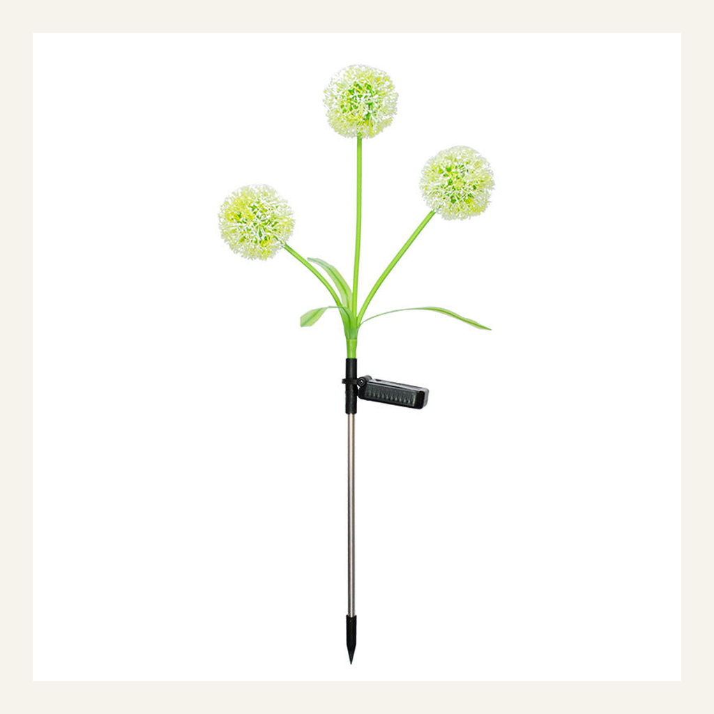 Three-head solar flower garden light full product view