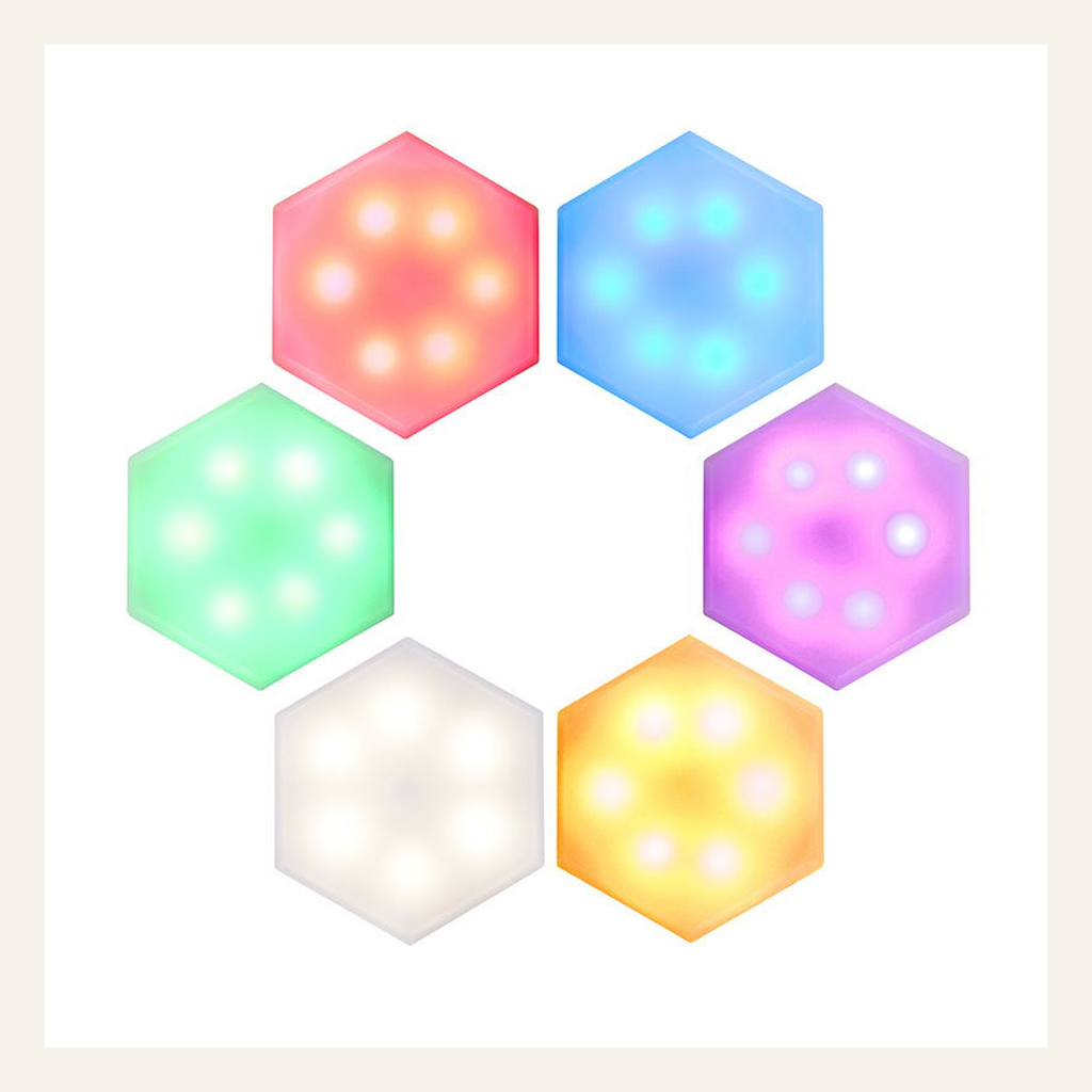 Six modular hexagonal LED wall light panels