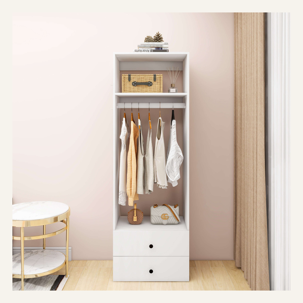 White two-drawer closet organizer full product view