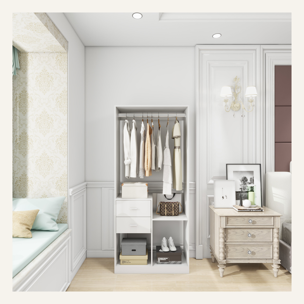 White freestanding closet organizer full product view