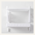 White two-tier desk shelf component view