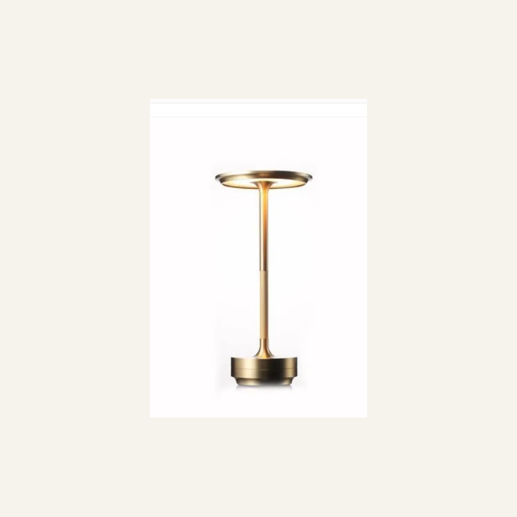 Gold aluminum table lamp full product view