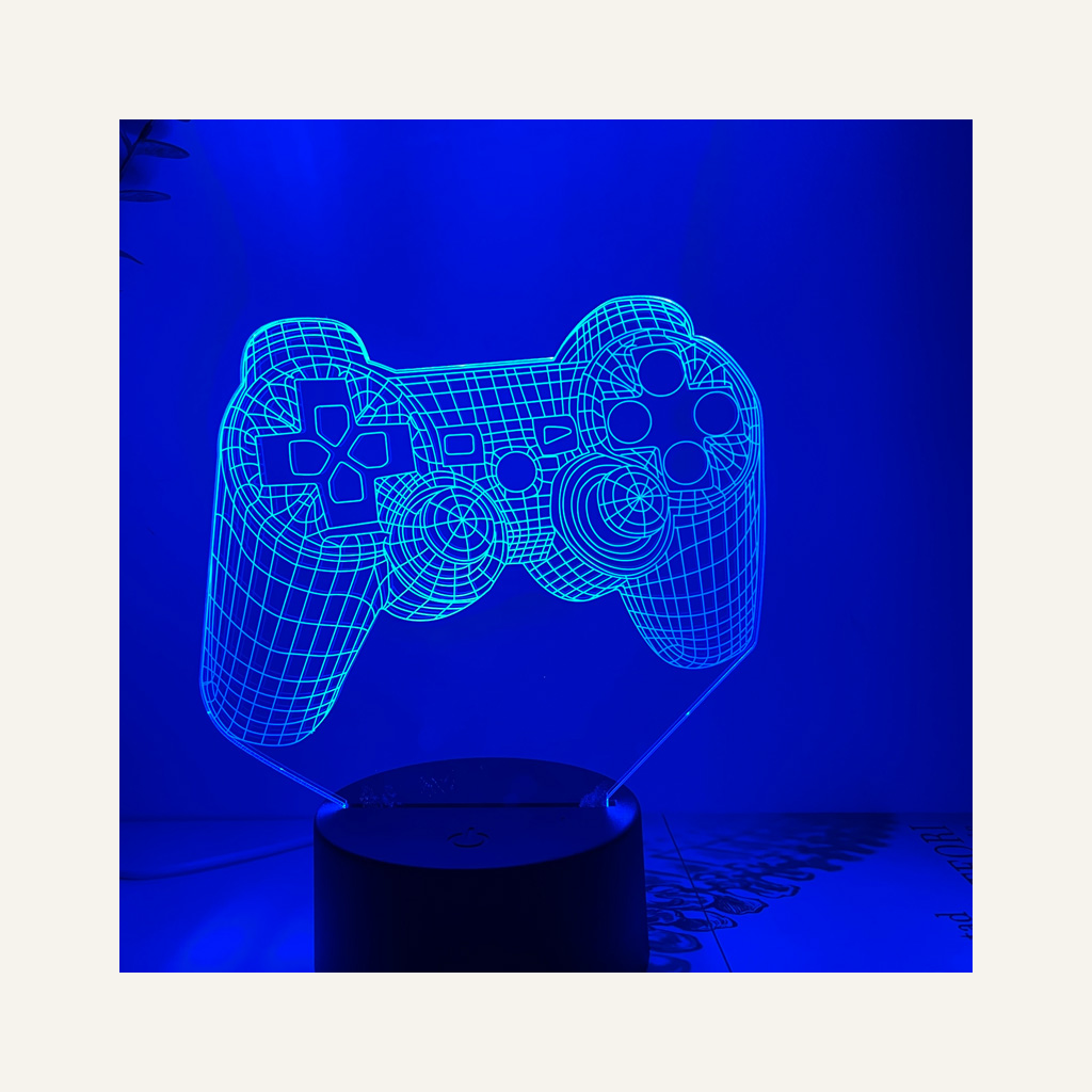 Blue gamepad LED lamp full product view