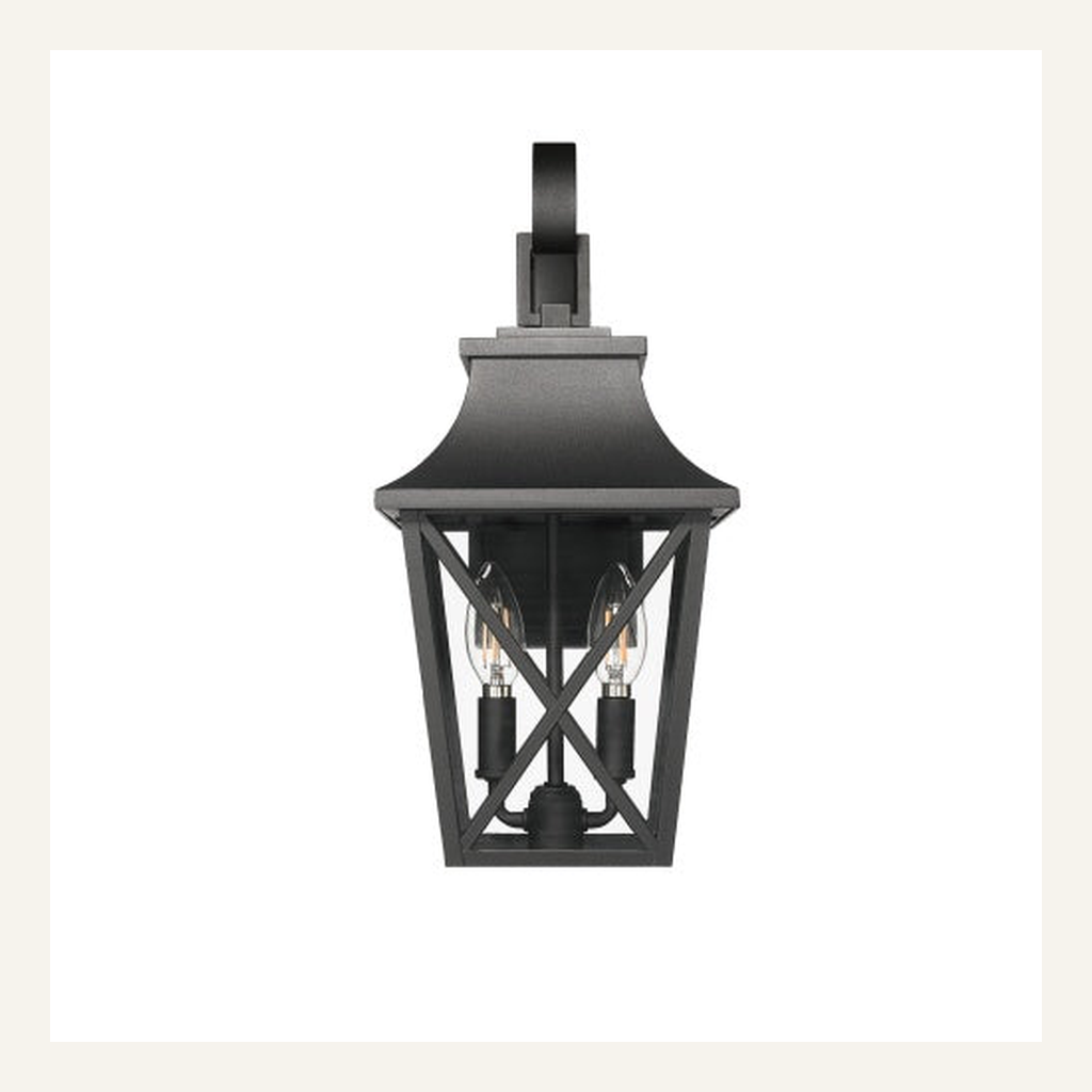 Black outdoor wall lantern full product view