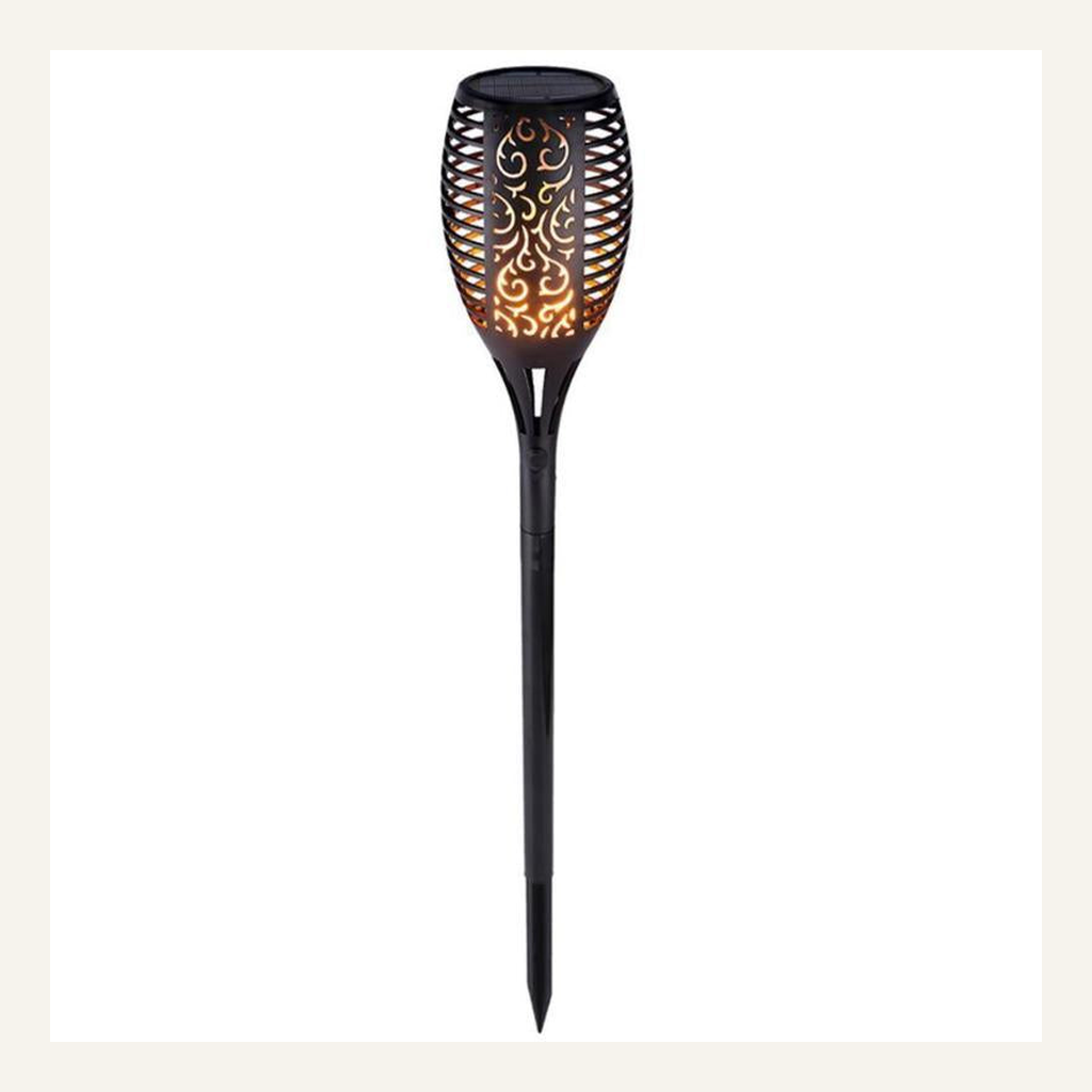 Single solar flame-effect garden light full product view