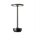 Black rechargeable metal table lamp full product view