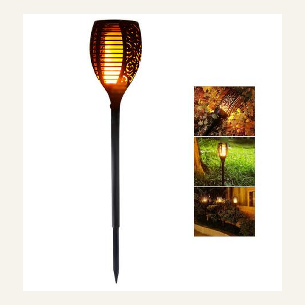 Solar flame-effect garden light with outdoor use views