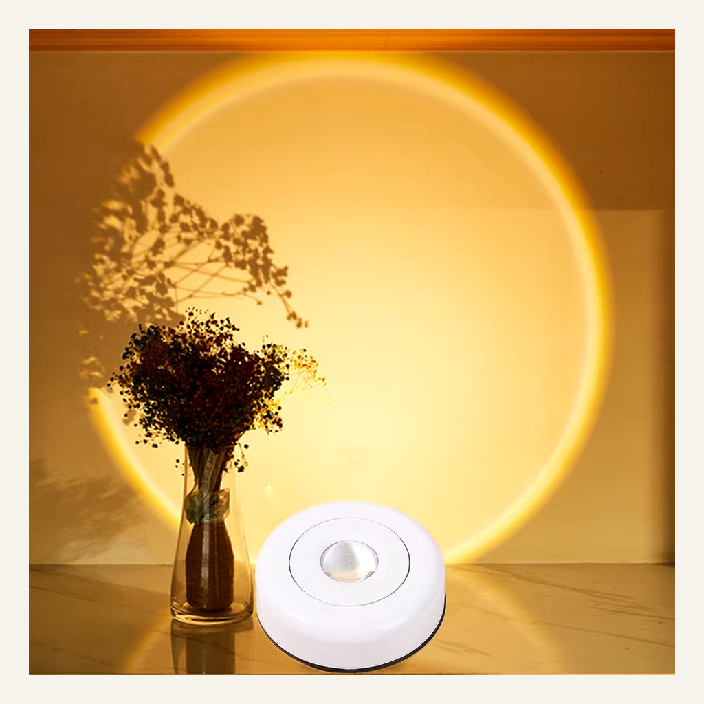 White LED accent light projecting warm light on a wall