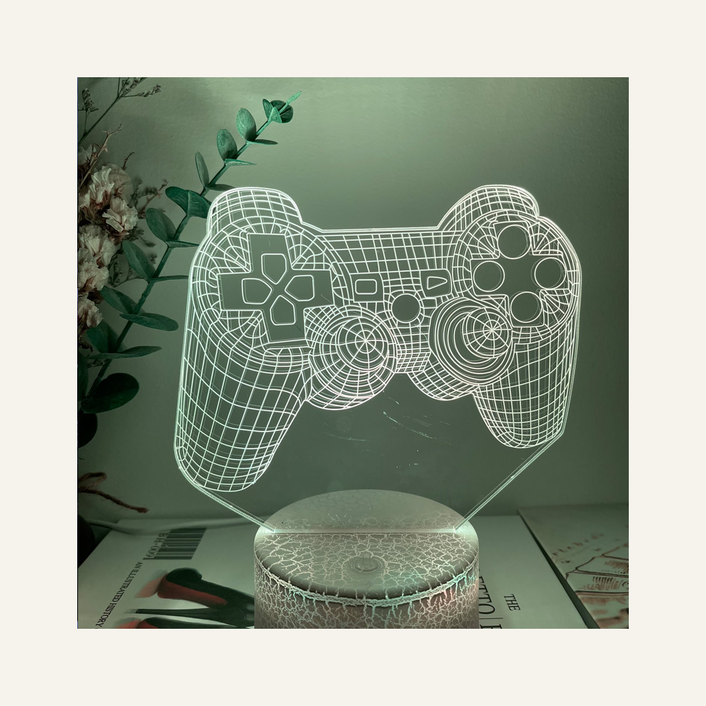 Gamepad LED lamp in a decorative setting