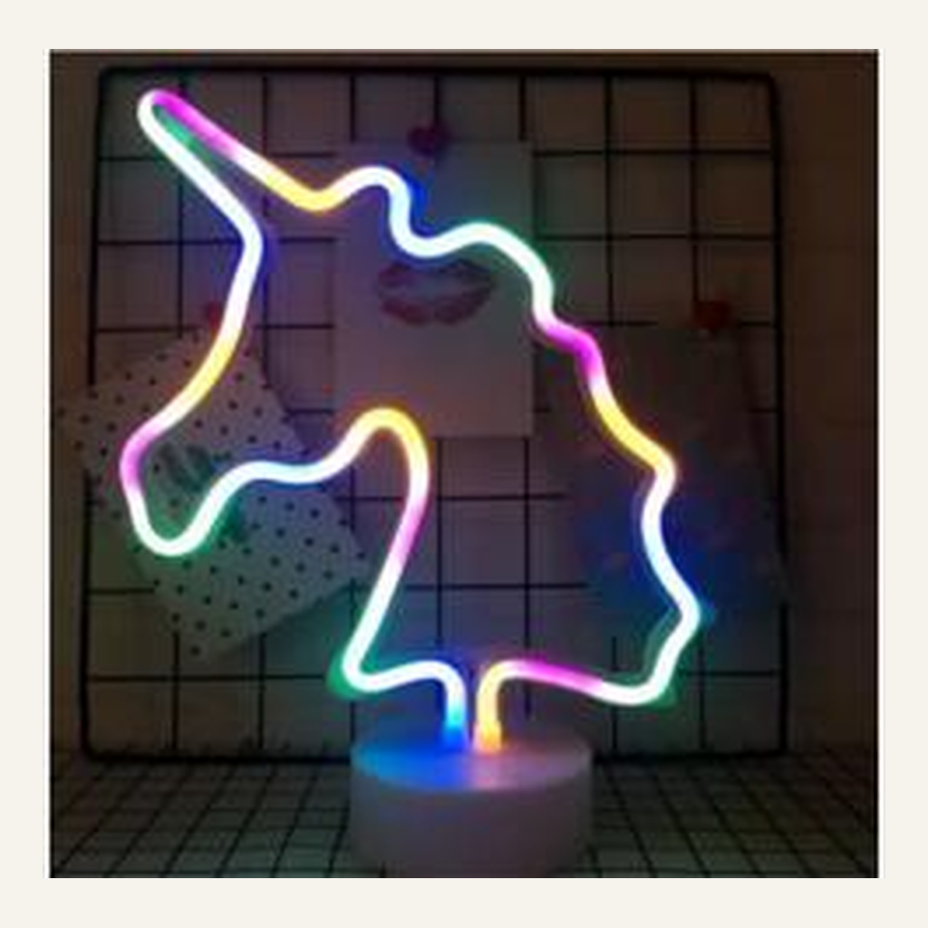 Multicolor unicorn LED accent lamp in a room setting
