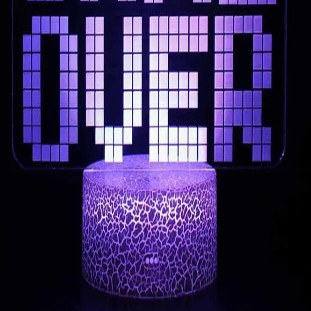 GAME OVER LED desk lamp cracked base detail