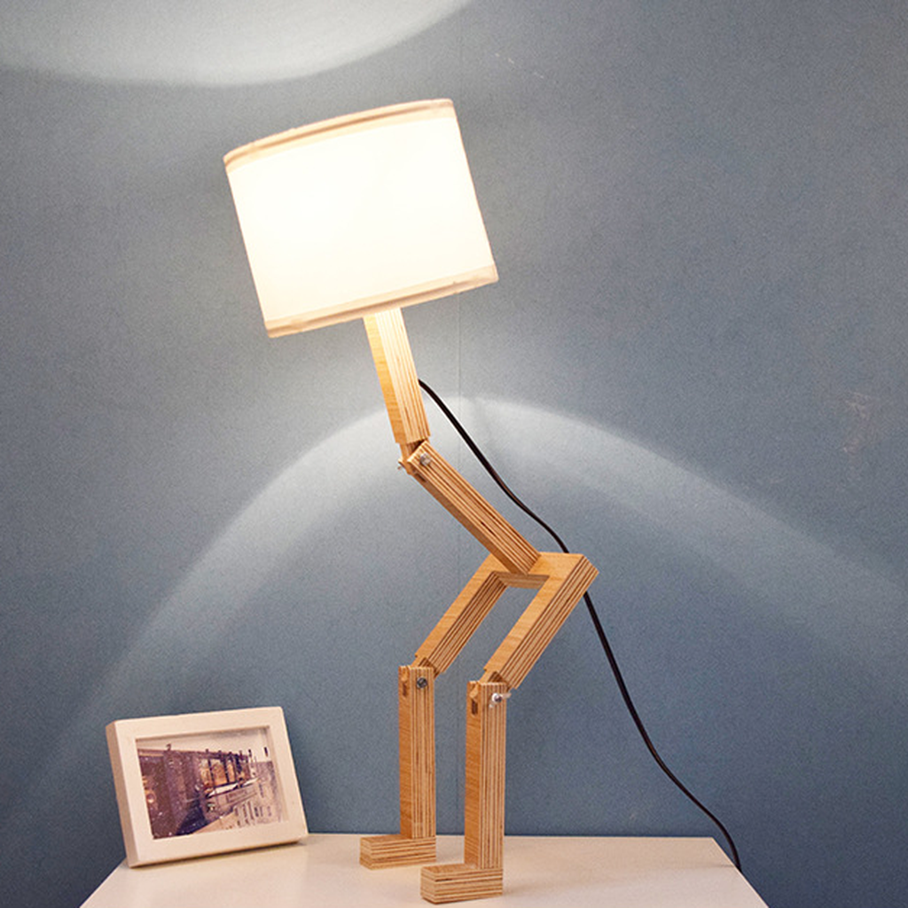 Wooden adjustable lamp articulated standing pose