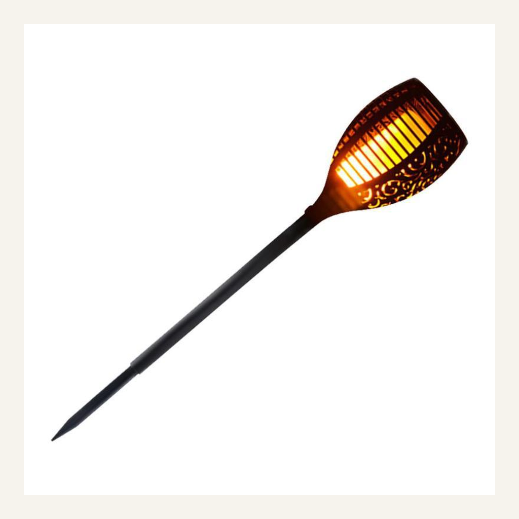 Solar flame-effect garden light ground stake detail