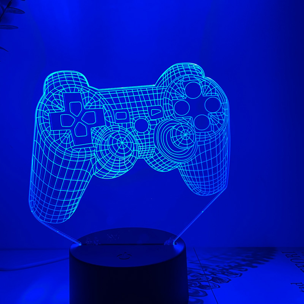 Blue gamepad LED lamp illuminated detail