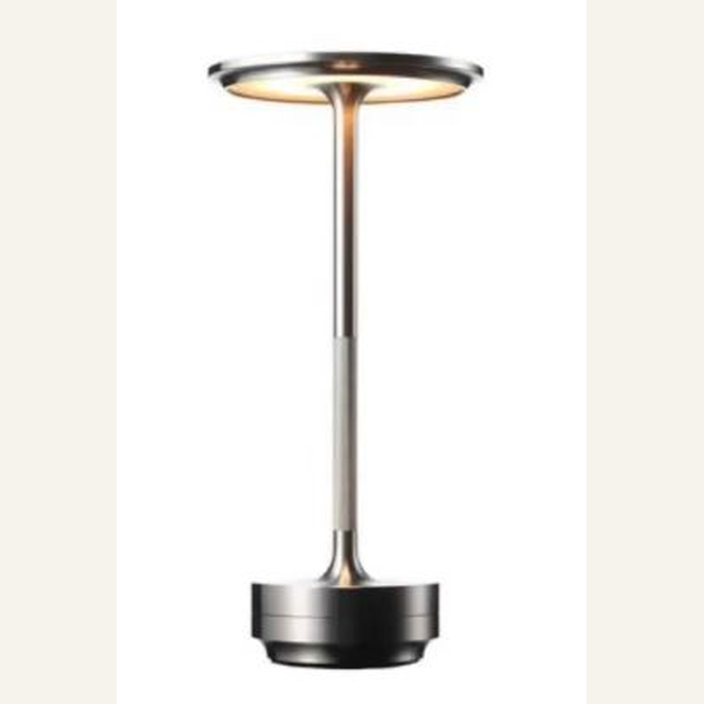 Silver metal touch-control desk lamp full product view