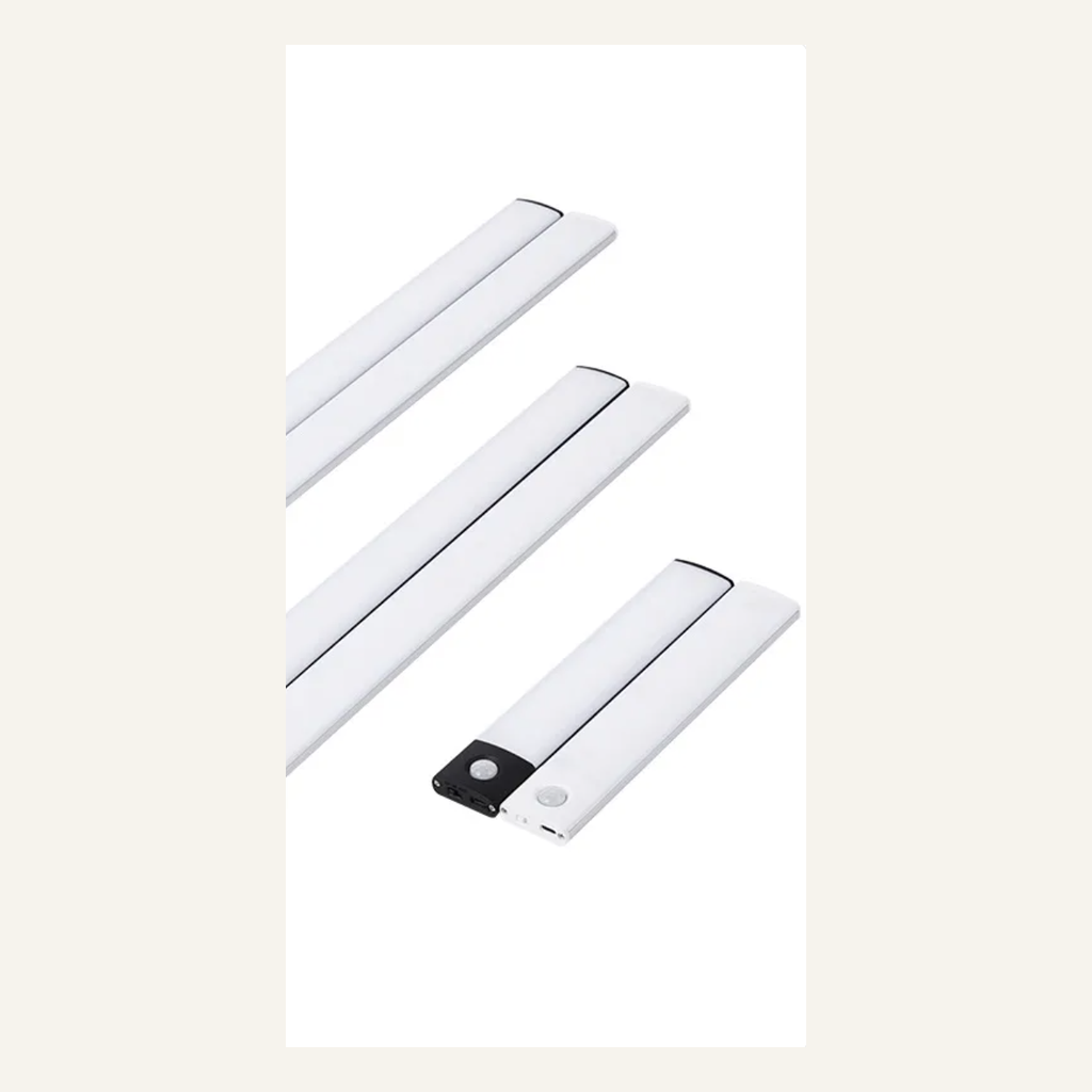 White motion-sensor cabinet light medium and short variants
