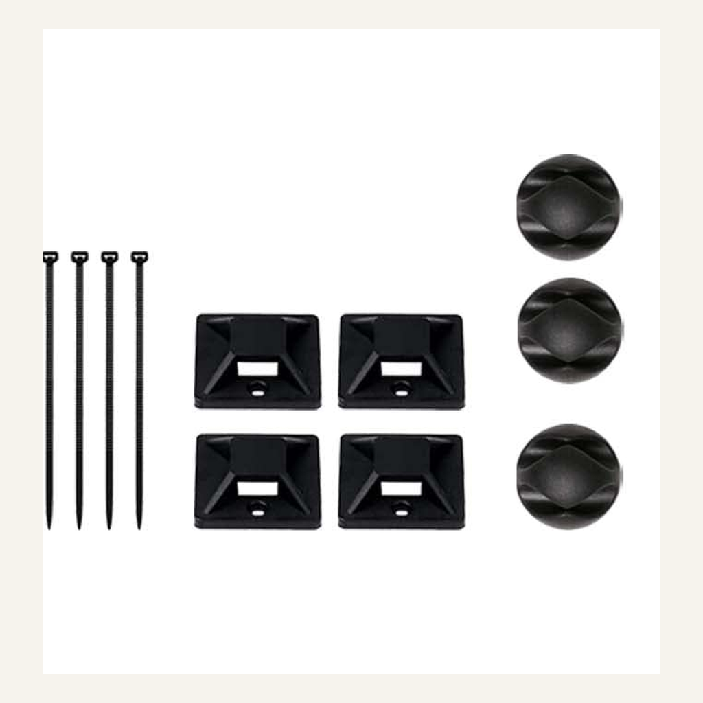 Black cable mounting clips and holders