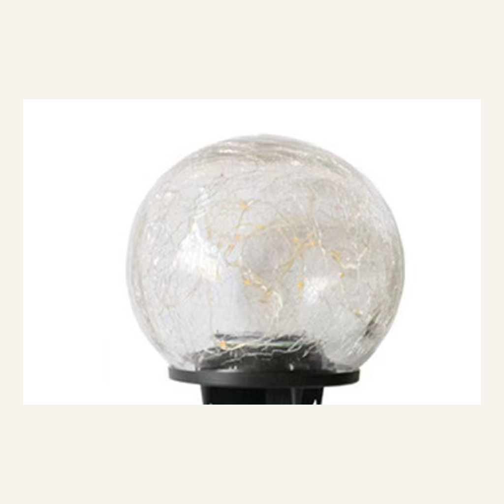 Cracked-glass solar ground light globe detail