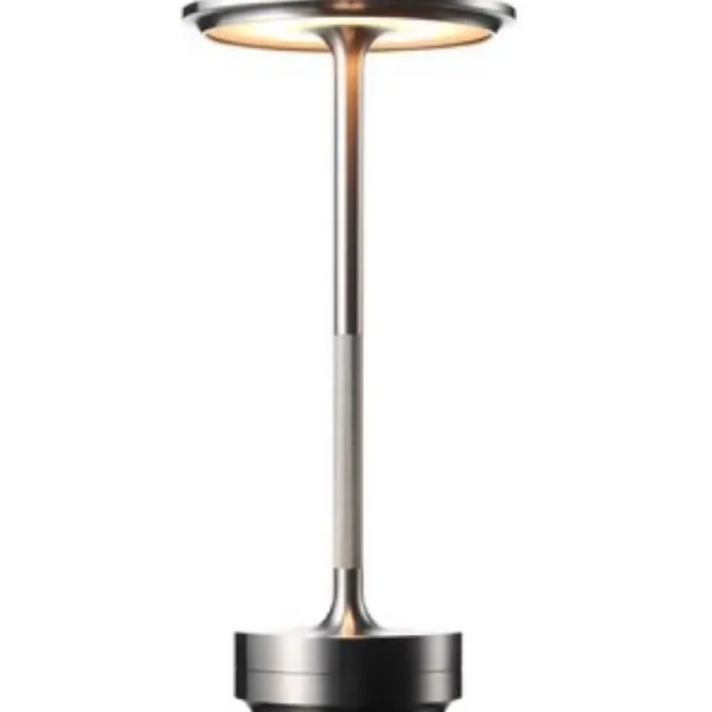 Silver aluminum table lamp base detail