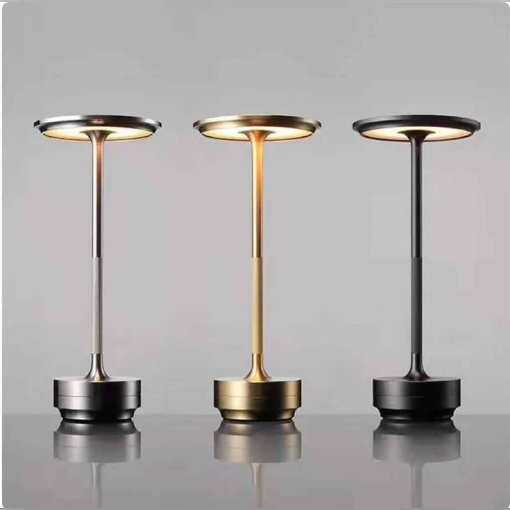 Rechargeable metal table lamp finish variants full view
