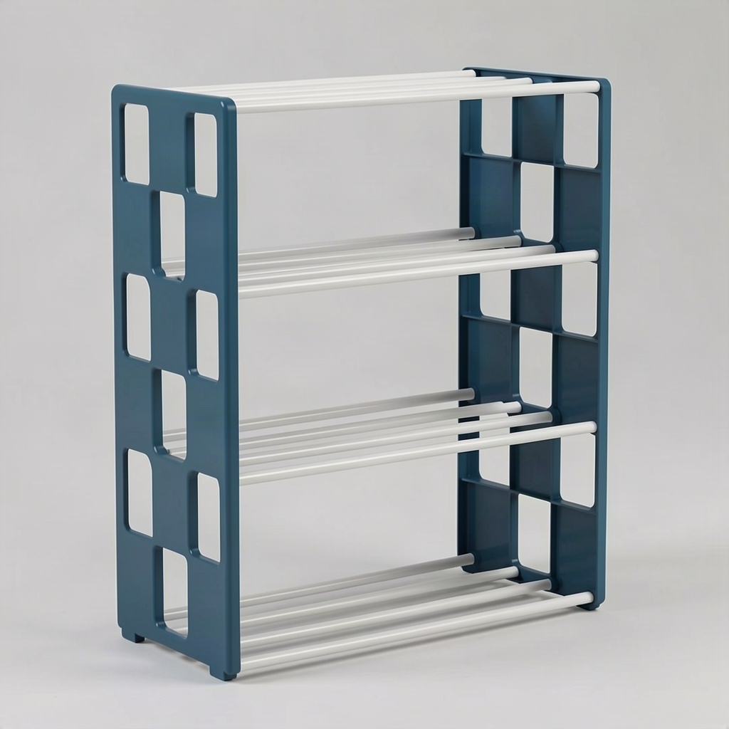 Multi-tier metal shoe rack alternate detail