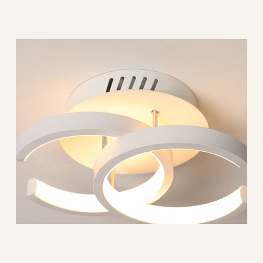 White curved-ring LED hallway light full fixture detail