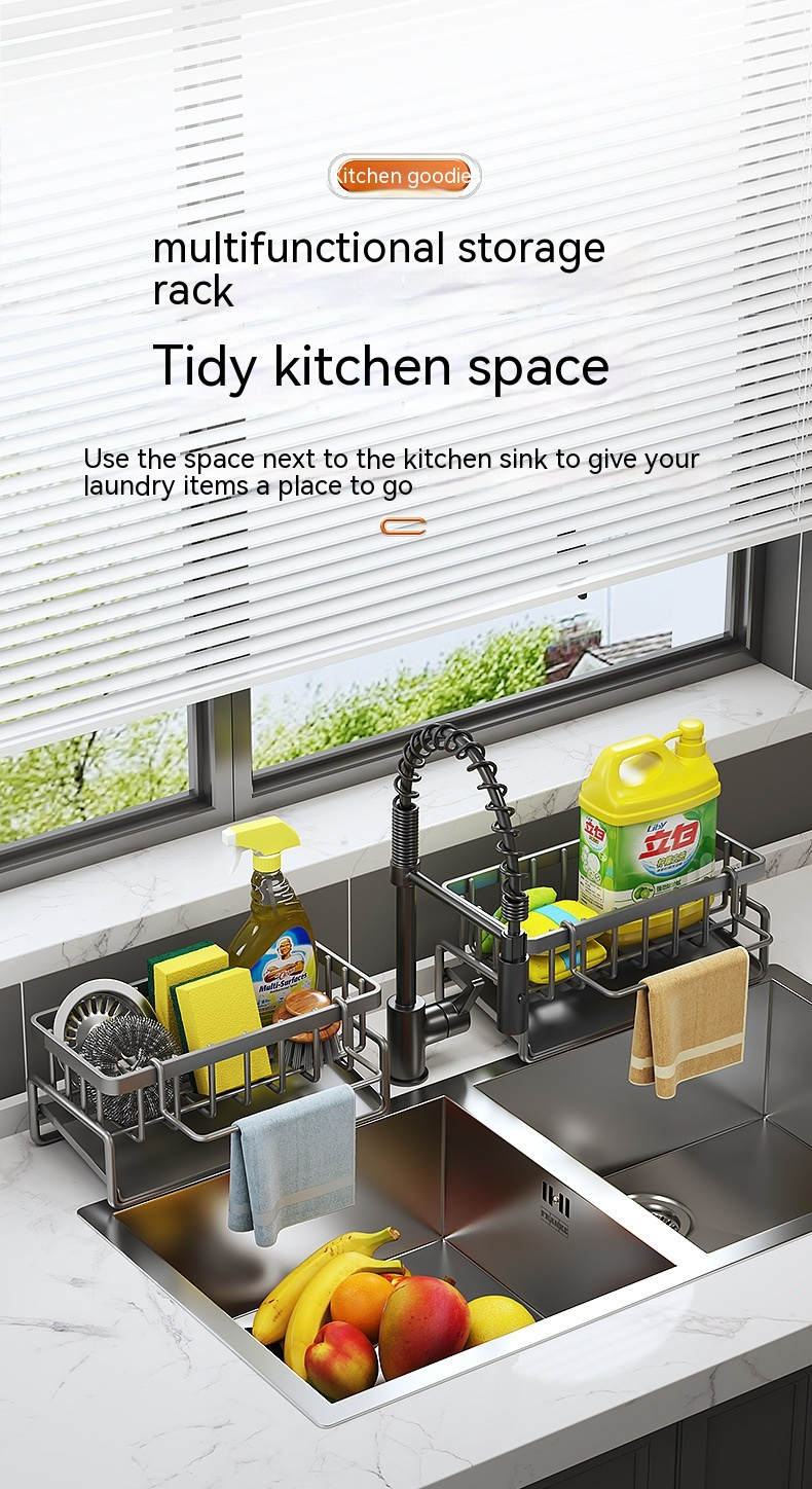 Kitchen Sink Organizer with Drain Rack