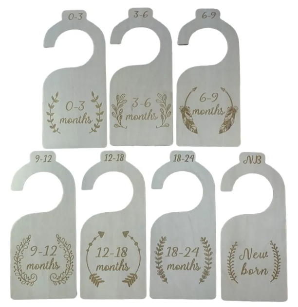 Baby Closet Size Dividers, 7-Piece Wood Set