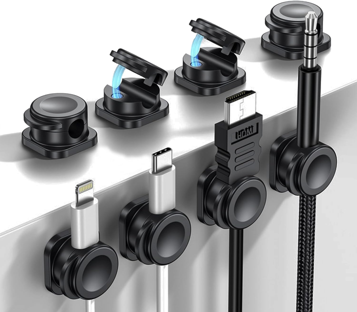 Magnetic Cable Clips, Self-Adhesive 3 Pack