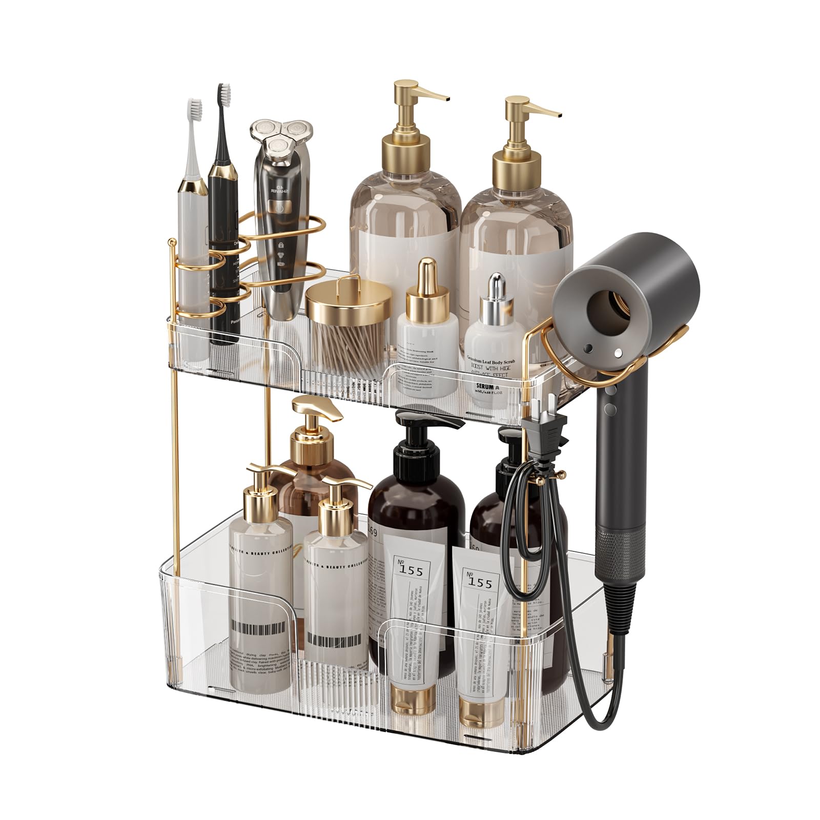 2-Tier Clear Bathroom Countertop Organizer