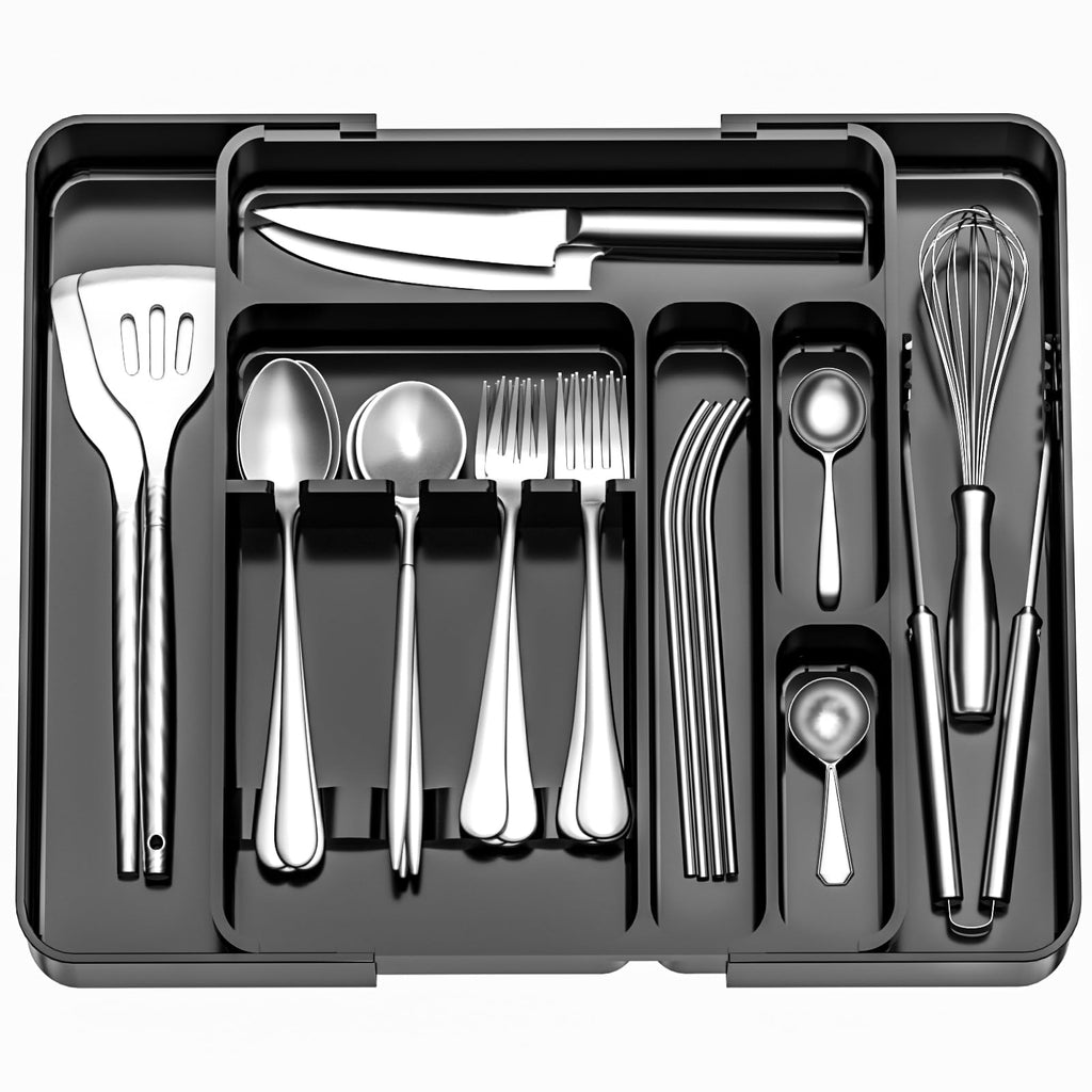 Expandable 7-Compartment Silverware Organizer