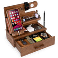 Phone Docking Station with Drawer, Solid Wood