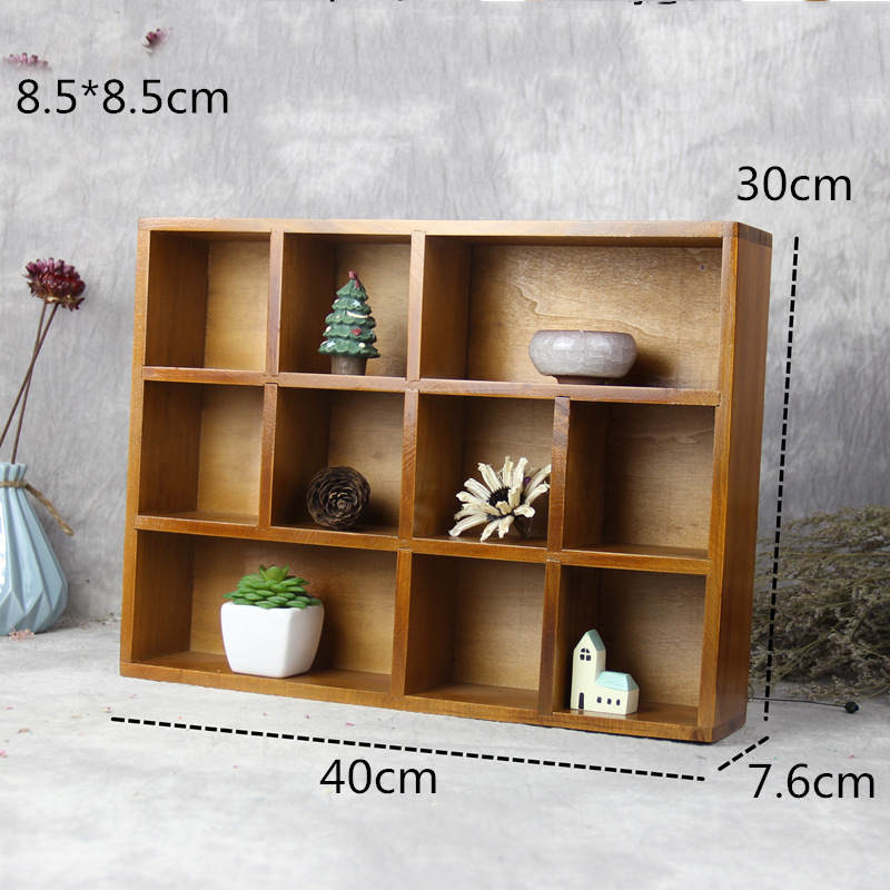 Wooden Storage Cabinet with 10 Compartments, Wall-Mounted
