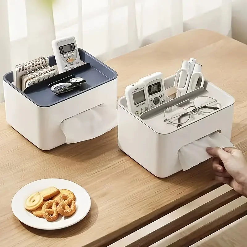 Tissue Box and Desk Organizer with Compartments