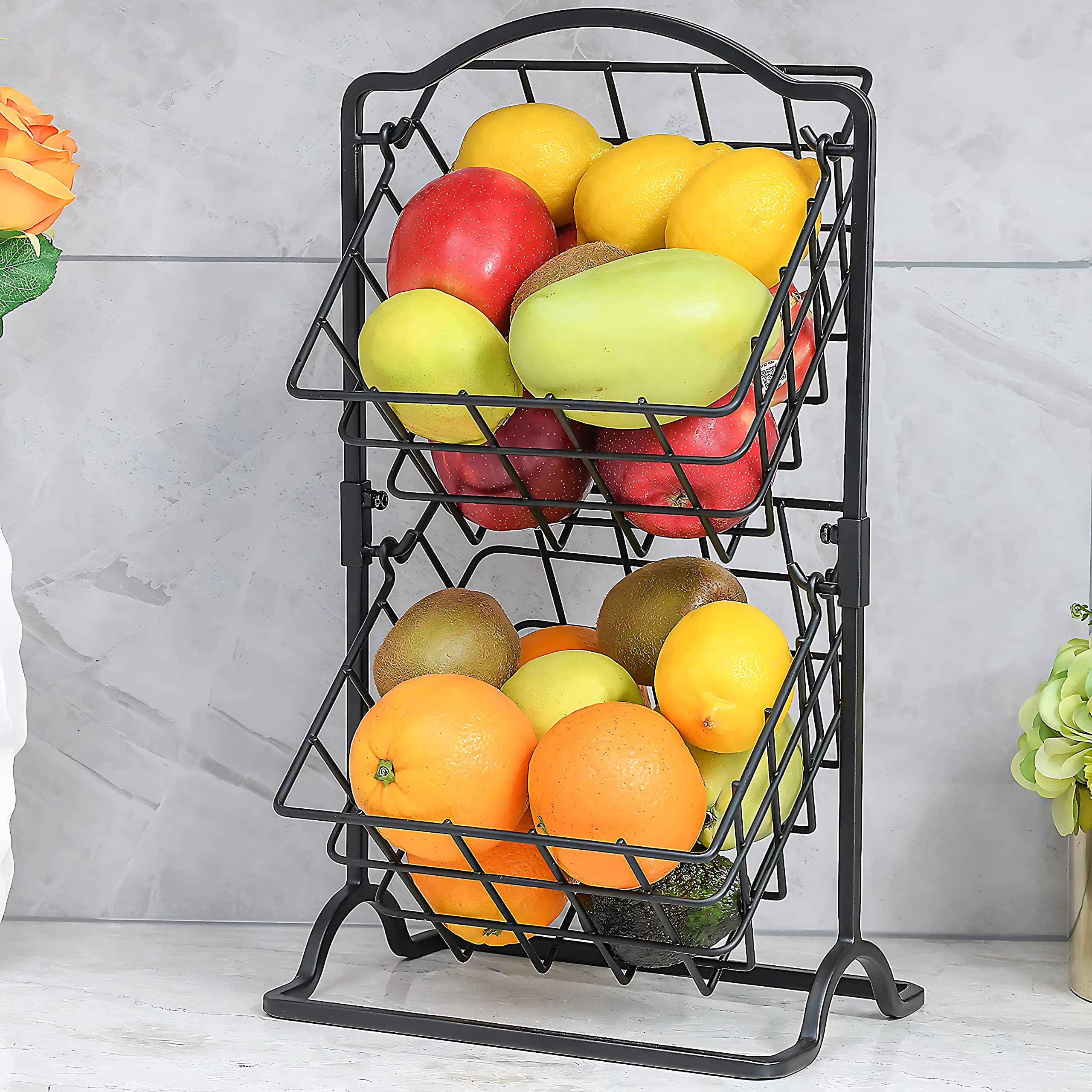 2-Tier Iron Fruit and Vegetable Basket