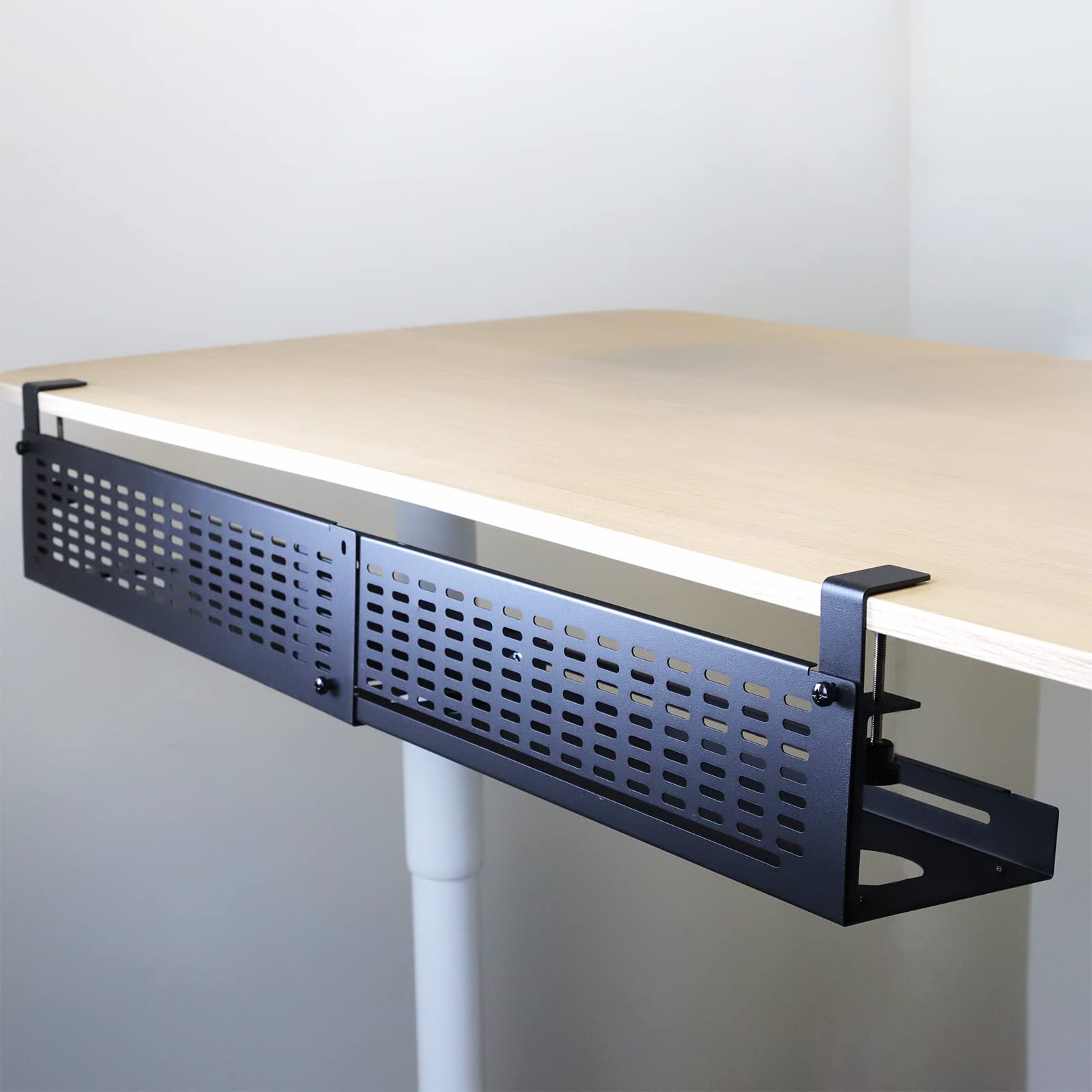 Under-Desk Cable Tray, 23-41 in. C-Clamp Mount