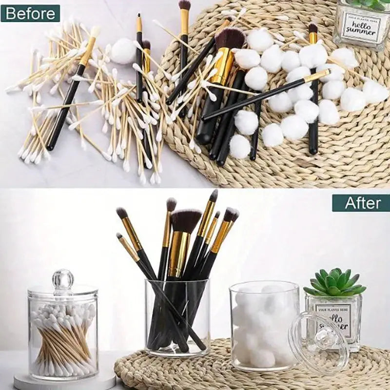 Clear Plastic Bathroom Storage Jar Set