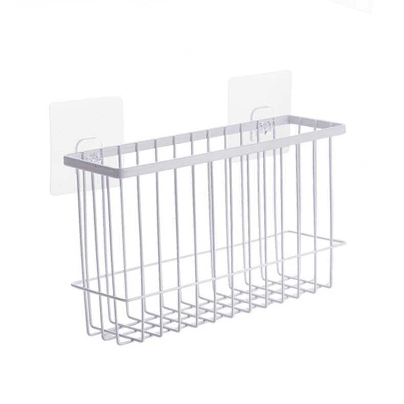 Wall-Mounted Metal Bathroom Storage Rack with Hooks