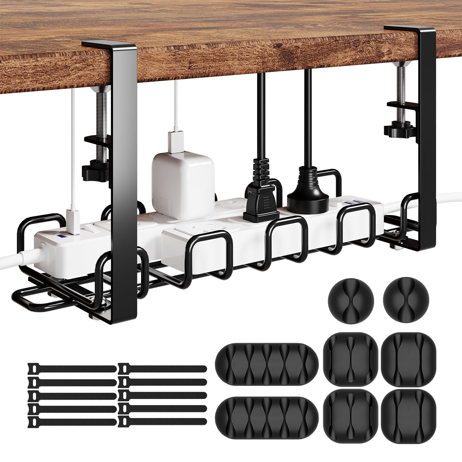 Under-Desk Cable Tray, Clamp-On Steel