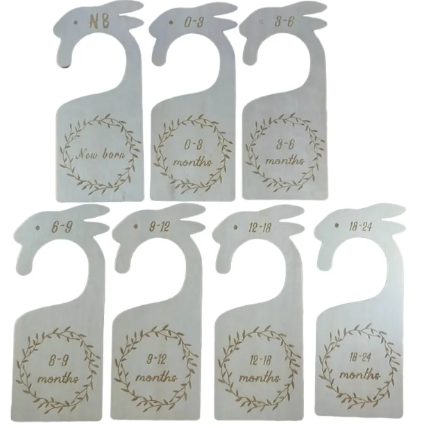 Baby Closet Size Dividers, 7-Piece Wood Set
