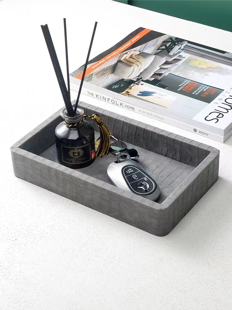 Leather and Wood Key Organizer Tray