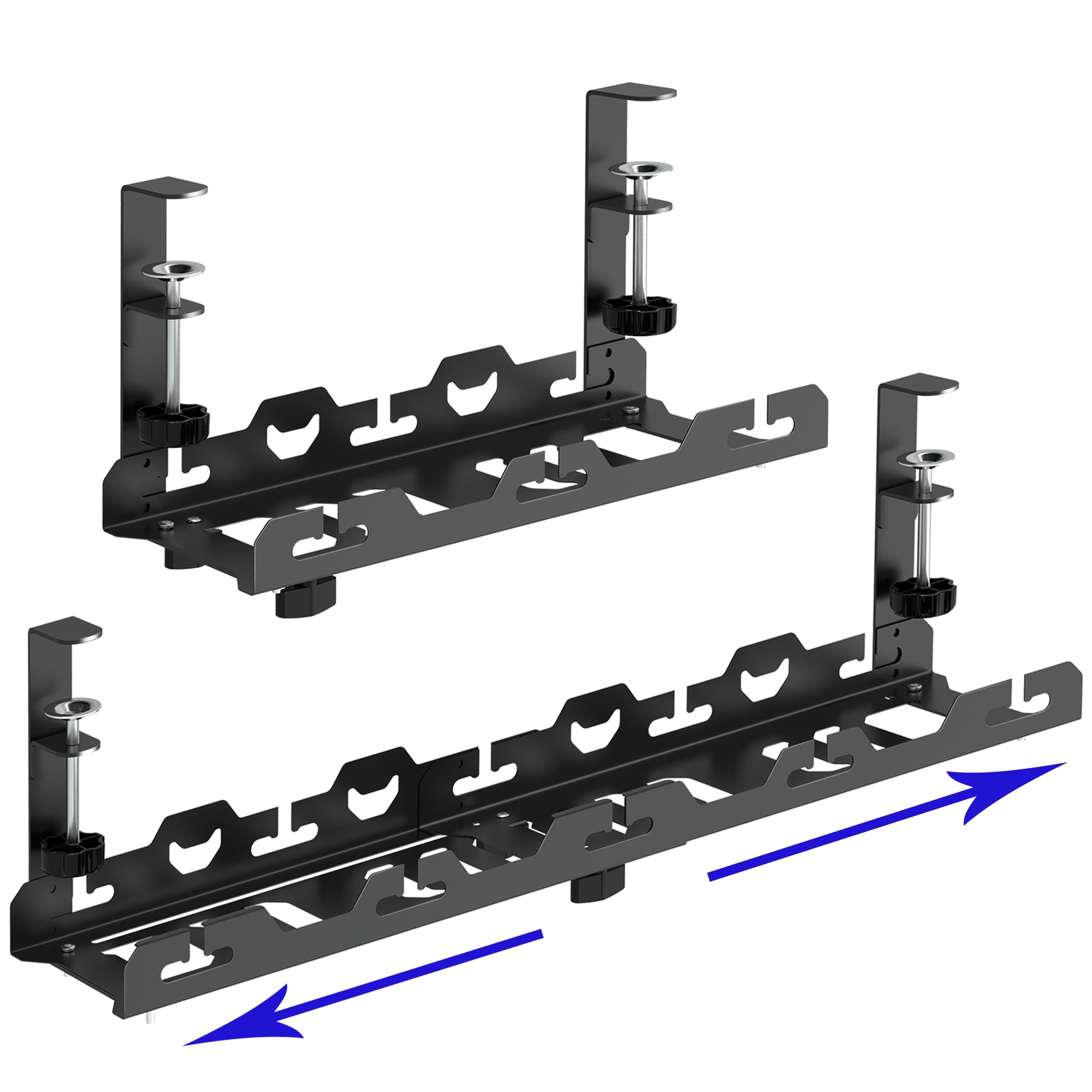 Under-Desk Cable Tray, Adjustable Clamp-On Metal