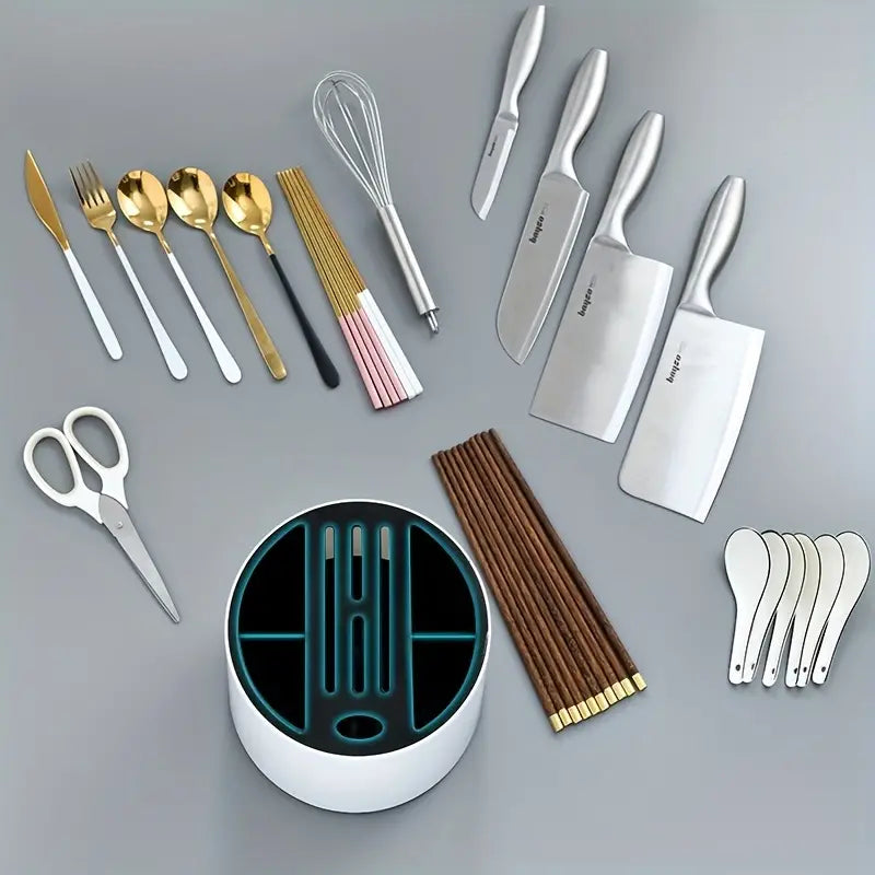 Rotating Kitchen Knife and Utensil Organizer