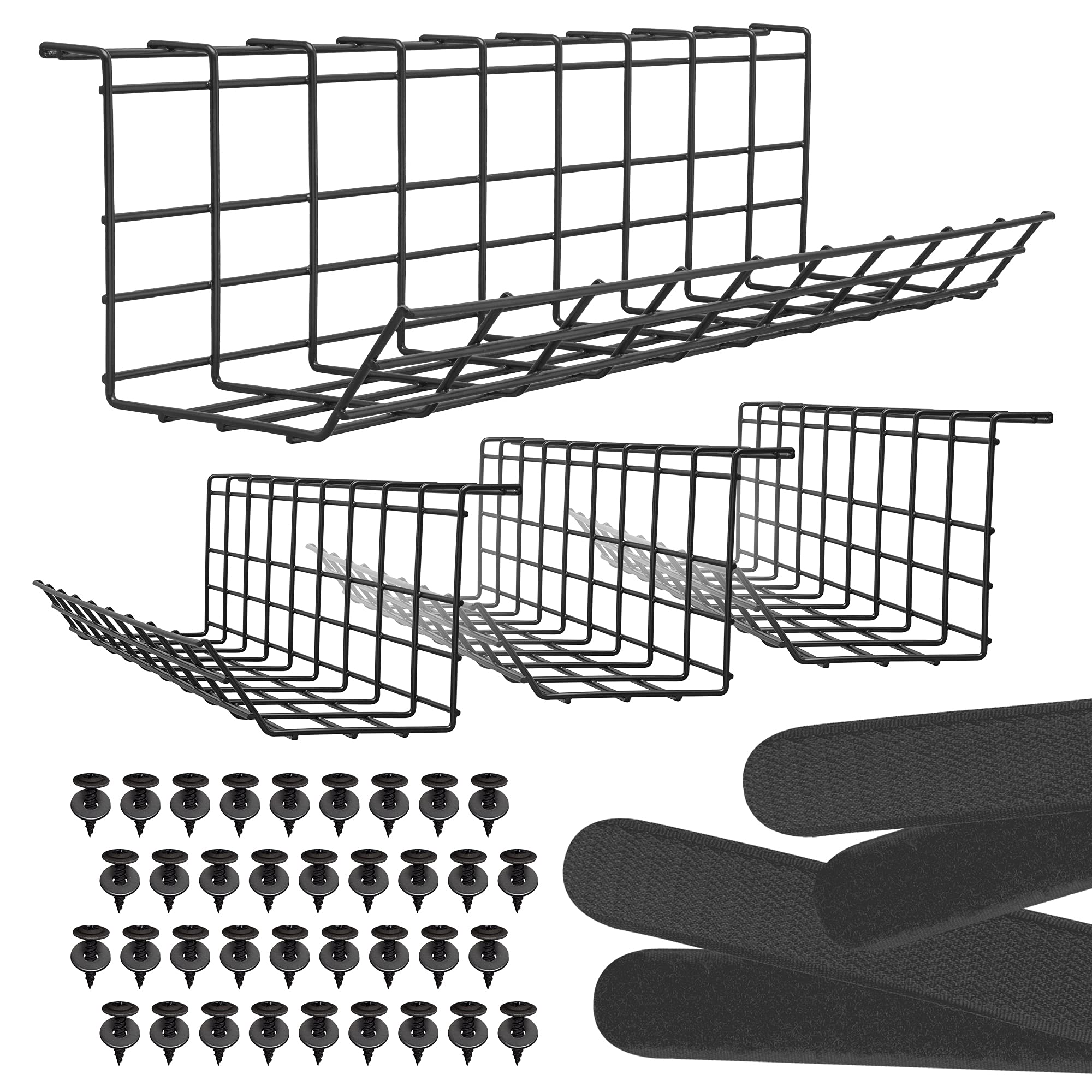 Under-Desk Cable Trays, 17-Inch Set of 4