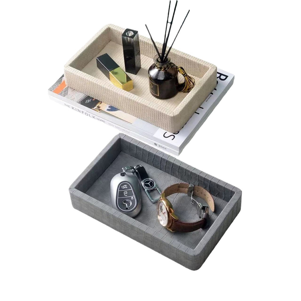 Leather and Wood Key Organizer Tray