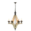 6-Light Wood and Iron Chandelier