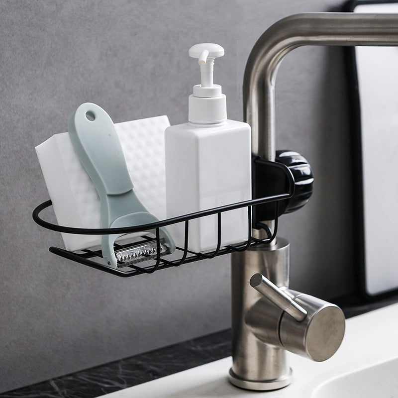 Iron Sink Organizer Basket with Drain Tray