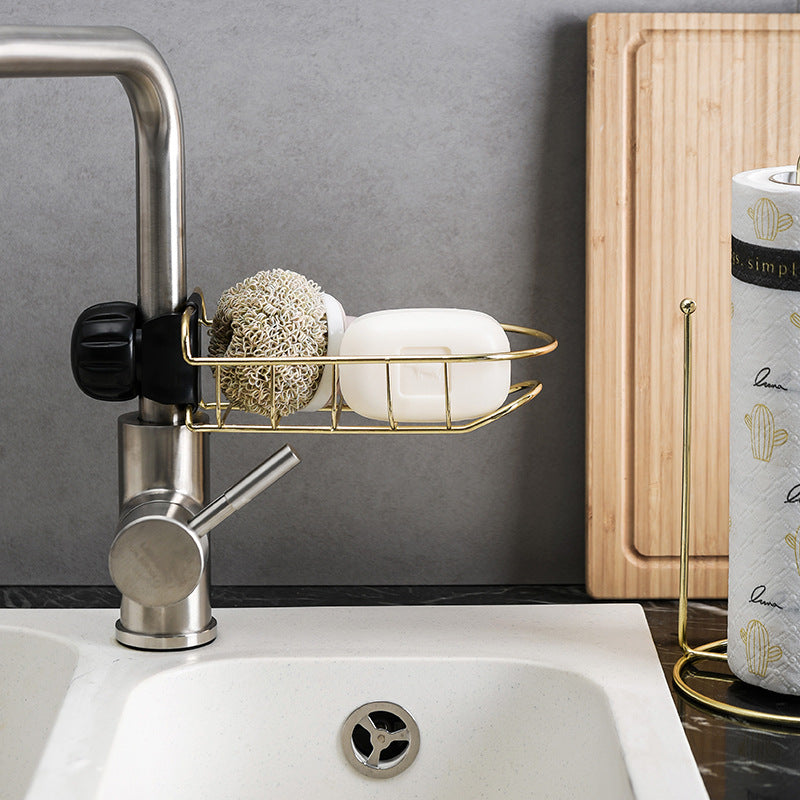 Iron Sink Organizer Basket with Drain Tray