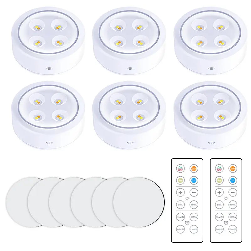 Battery-Powered Dimmable Puck Lights with Remote